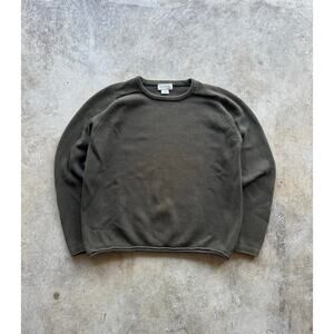 VTG 2000s J. Crew Dark Green Knit Cotton Sweater Mens Size Large